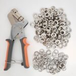 Heavy-Duty 3/8" (10mm) Grommet Tool Kit, Hand Press Eyelet Pliers with Hole Punch & Metal Grommets, Portable Fastener Setting Tool for Tarps, Canvas, Fabric, Leather, Clothes & Awnings