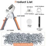 Heavy-Duty 3/8" (10mm) Grommet Tool Kit, Hand Press Eyelet Pliers with Hole Punch & Metal Grommets, Portable Fastener Setting Tool for Tarps, Canvas, Fabric, Leather, Clothes & Awnings - Image 5