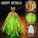 LED Glowing Motion-Activated Musical Raffia Witch Broom Decor, Indoor-Outdoor Halloween Party Ornament, Festive Holiday Home Supplies Gift - Image 4