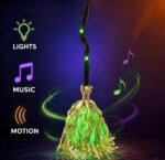 LED Glowing Motion-Activated Musical Raffia Witch Broom Decor, Indoor-Outdoor Halloween Party Ornament, Festive Holiday Home Supplies Gift - Image 5