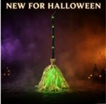 LED Glowing Motion-Activated Musical Raffia Witch Broom Decor, Indoor-Outdoor Halloween Party Ornament, Festive Holiday Home Supplies Gift - Image 9