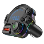 Bluetooth 5.3 FM Transmitter for Car, Wireless Audio Receiver with Colorful Ambient Light - Image 4