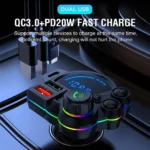 Bluetooth 5.3 FM Transmitter for Car, Wireless Audio Receiver with Colorful Ambient Light