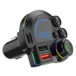 Bluetooth 5.3 FM Transmitter for Car, Wireless Audio Receiver with Colorful Ambient Light - Image 5